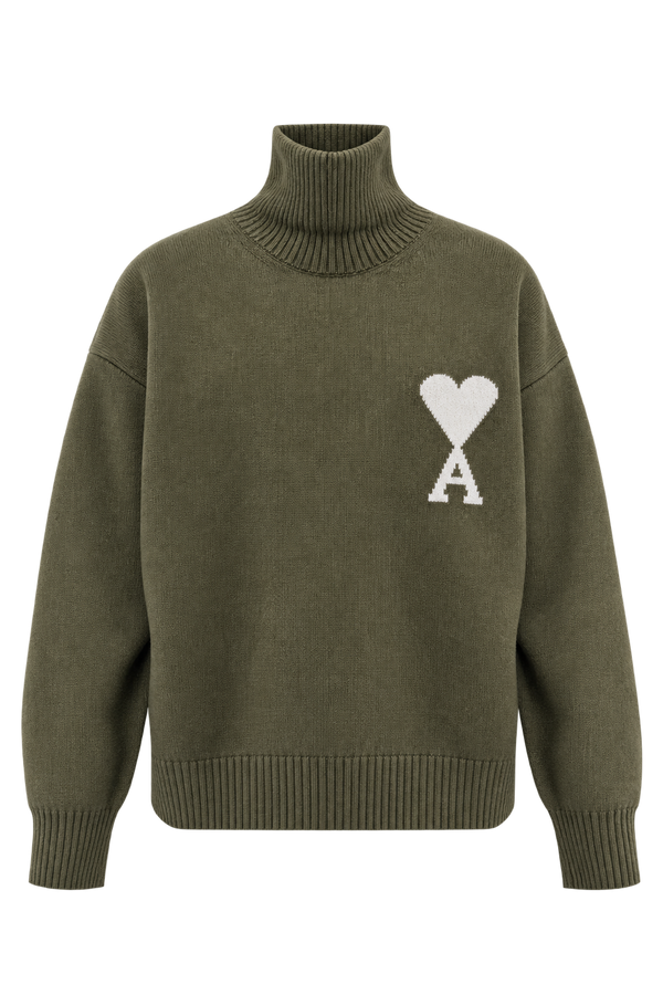 Ami Paris Светр з логотипом Ami De Coeur зелений