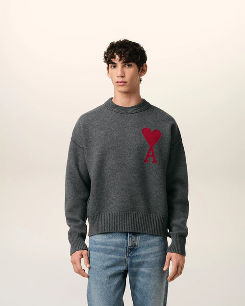 Ami Paris Gray Sweater with logo 02763642