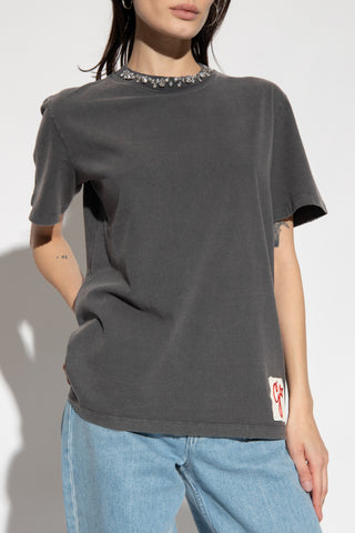 Golden Goose GREY T-shirt with cabochon crystals 3