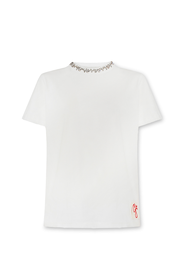 Golden Goose WHITE T-shirt with logo 1