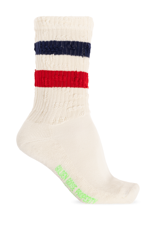 Golden Goose cream Socks with logo 1