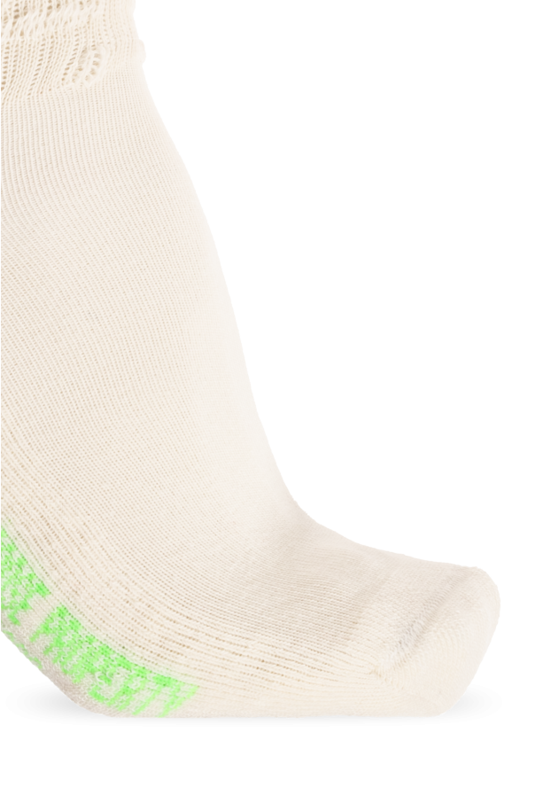 Golden Goose cream Socks with logo 4