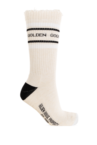 Golden Goose beige Cotton socks with logo 1