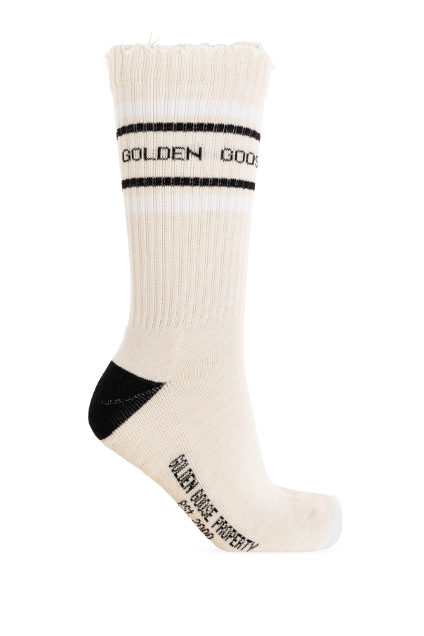 Golden Goose beige Cotton socks with logo 1