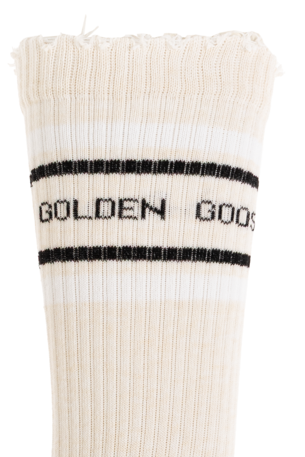 Golden Goose beige Cotton socks with logo 2