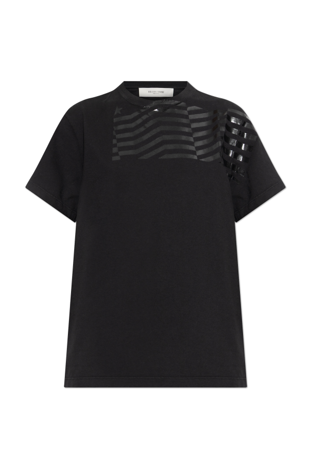 Golden Goose BLACK Cotton T-shirt with print 1