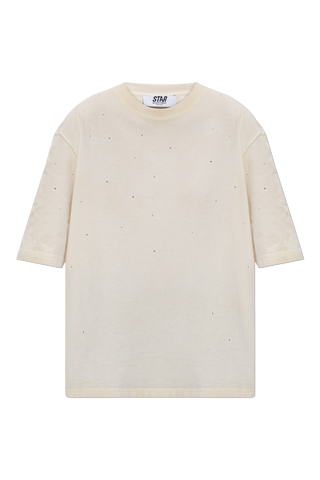 Golden Goose cream T-shirt with shimmering appliqués 1