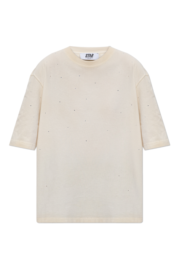 Golden Goose cream T-shirt with shimmering appliqués 1