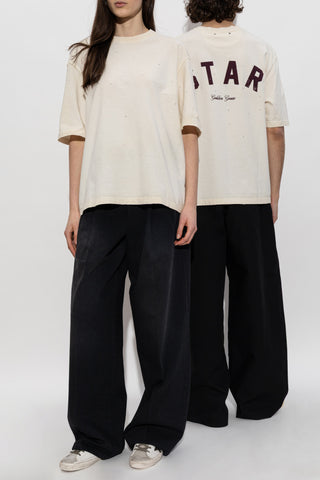 Golden Goose cream T-shirt with shimmering appliqués 2