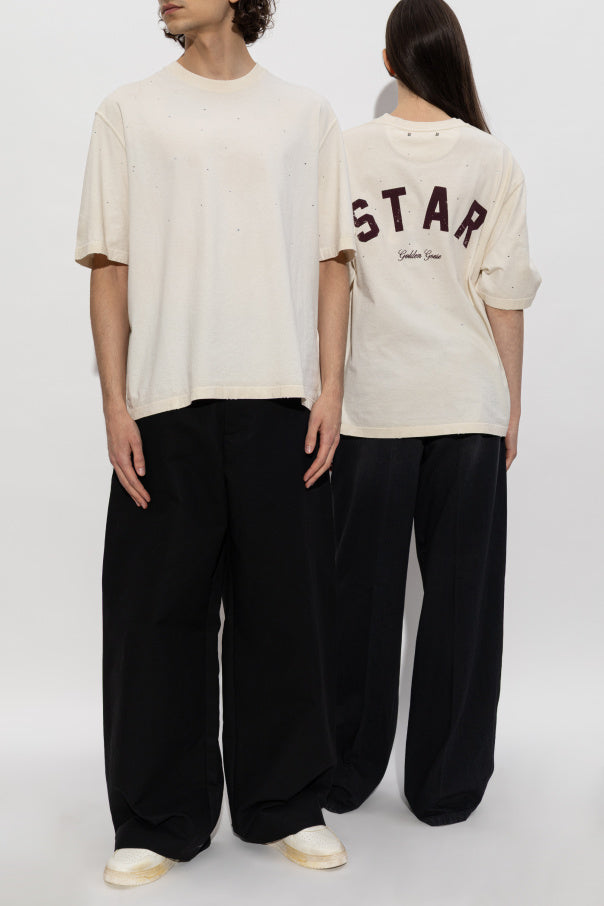 Golden Goose cream T-shirt with shimmering appliqués 3
