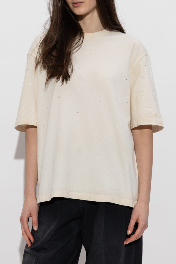 Golden Goose cream T-shirt with shimmering appliqués 4