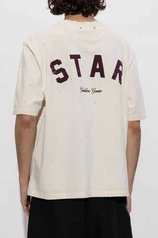 Golden Goose cream T-shirt with shimmering appliqués 7