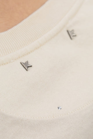 Golden Goose cream T-shirt with shimmering appliqués 8