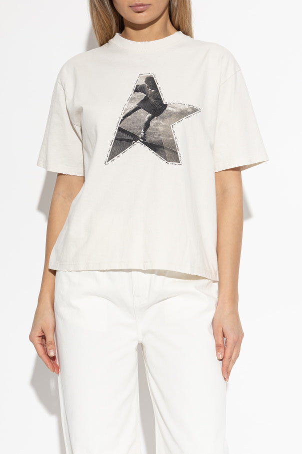 Golden Goose cream T-shirt with print 3