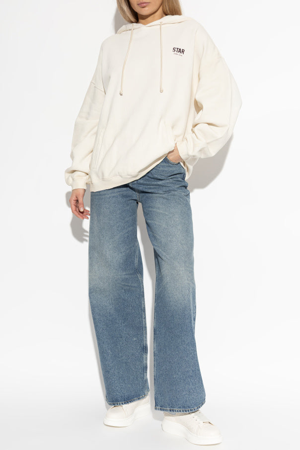Golden Goose cream Sweatshirt with logo 2