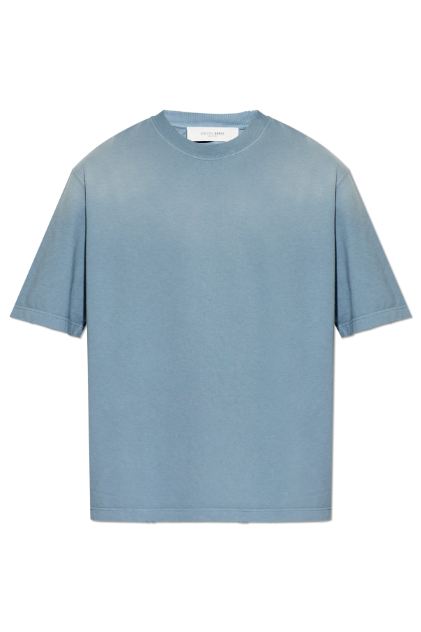 Golden Goose BLUE T-shirt with Vintage effect 1