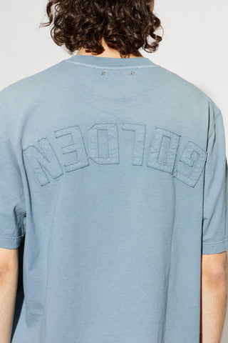 Golden Goose BLUE T-shirt with Vintage effect 5