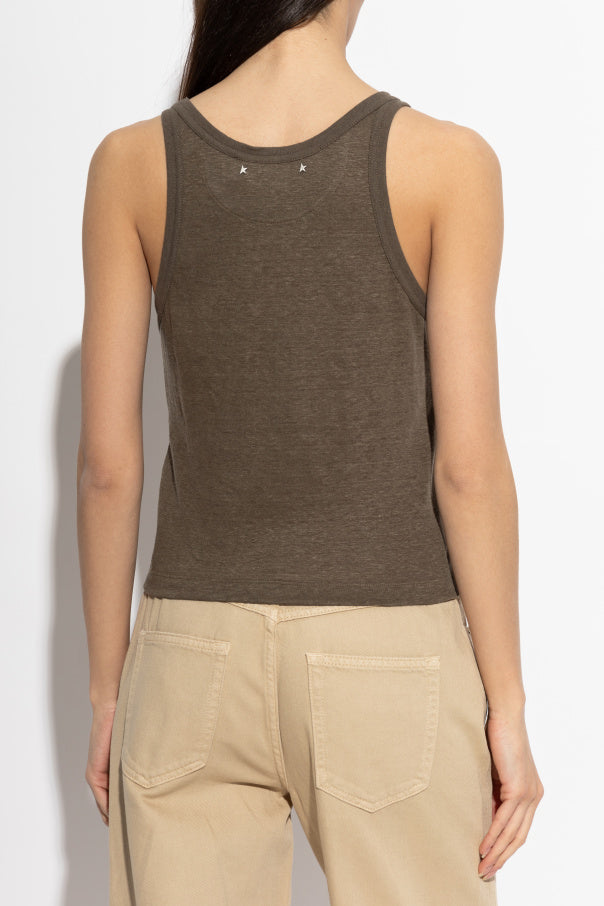 Golden Goose BROWN Linen camisole 4