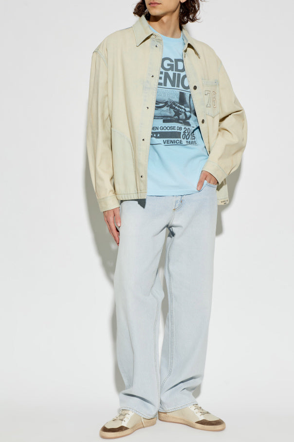 Golden Goose BLUE T-shirt with print 2