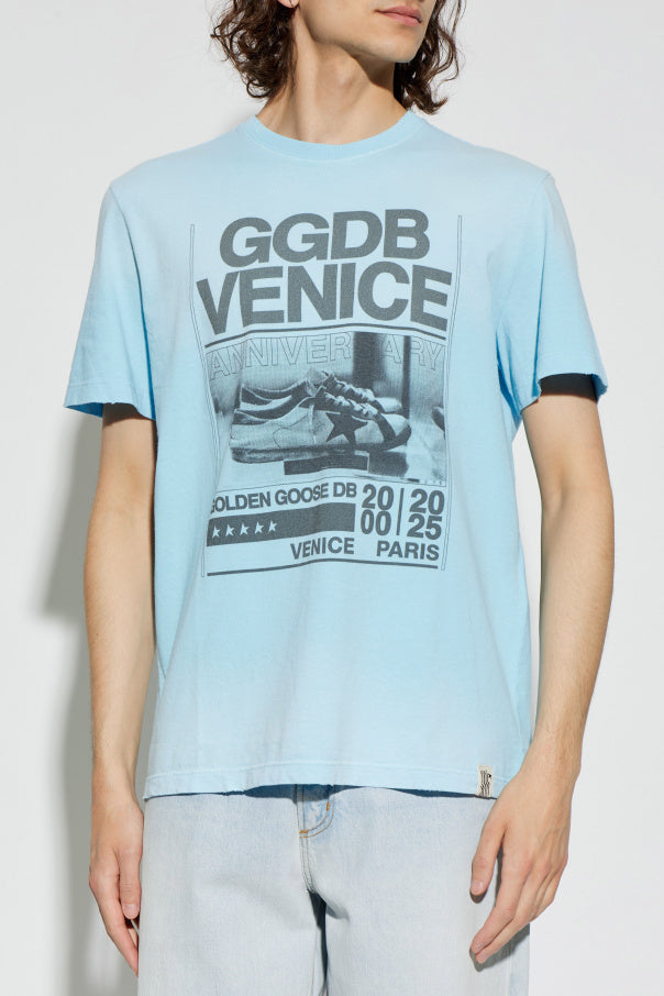 Golden Goose BLUE T-shirt with print 3