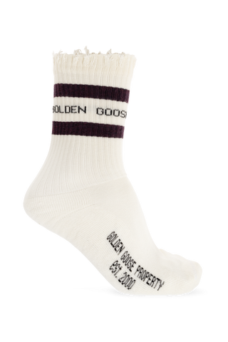 Golden Goose cream Socks with logo 1