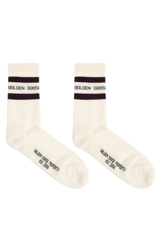 Golden Goose cream Socks with logo 4