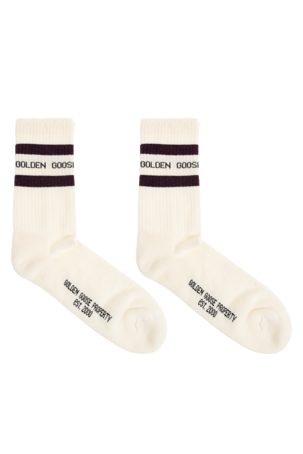 Golden Goose cream Socks with logo 4