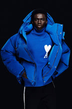 Ami Paris светр з високим горлом і монограмою Ami de Coeur синій