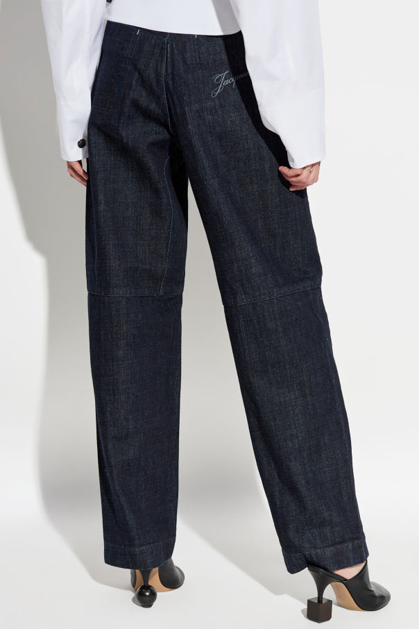 Jacquemus NAVY BLUE Jeans with logo 4