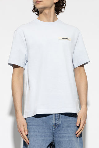 Jacquemus light blue T-shirt with logo patch 3
