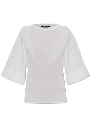 Jacquemus WHITE Wool top with embroidered logo 1