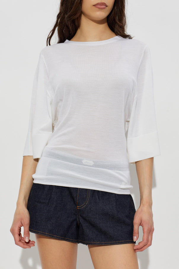 Jacquemus WHITE Wool top with embroidered logo 3