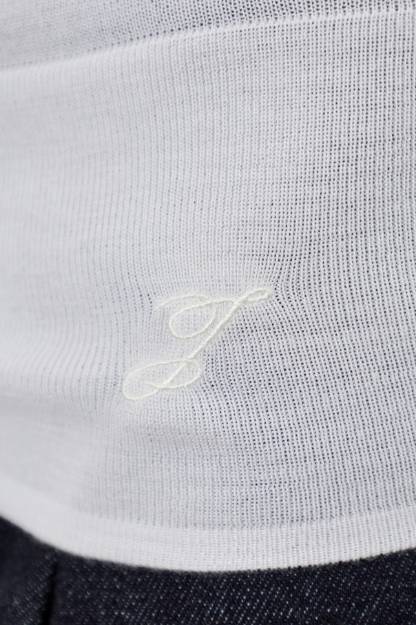 Jacquemus WHITE Wool top with embroidered logo 5