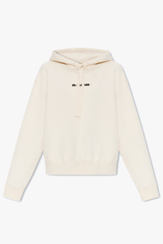 JIL SANDER+ cream Hoodie with logo 1