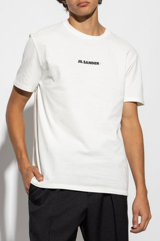 JIL SANDER+ cream Cotton T-shirt with a logo 3