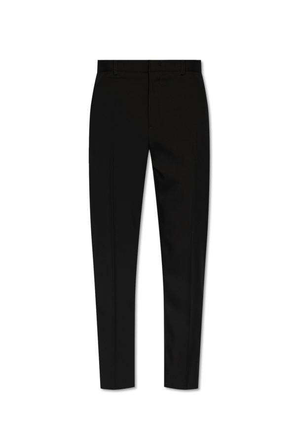 JIL SANDER BLACK Wool pleat-front trousers 1