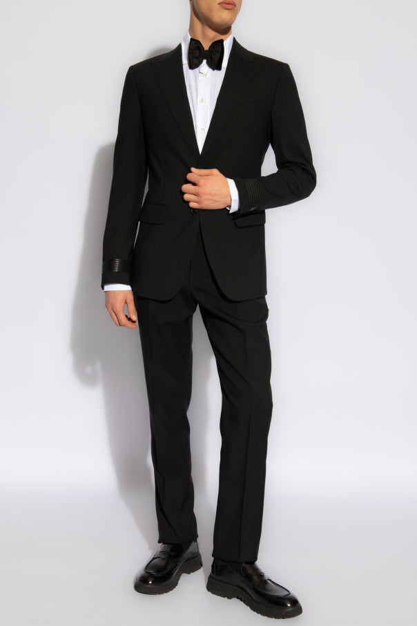 JIL SANDER BLACK Wool pleat-front trousers 2