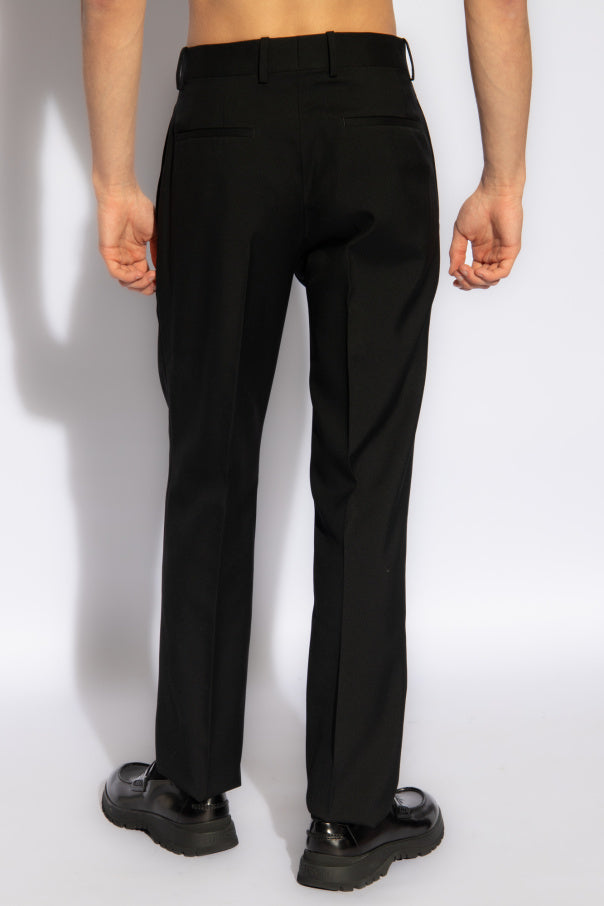 JIL SANDER BLACK Wool pleat-front trousers 4