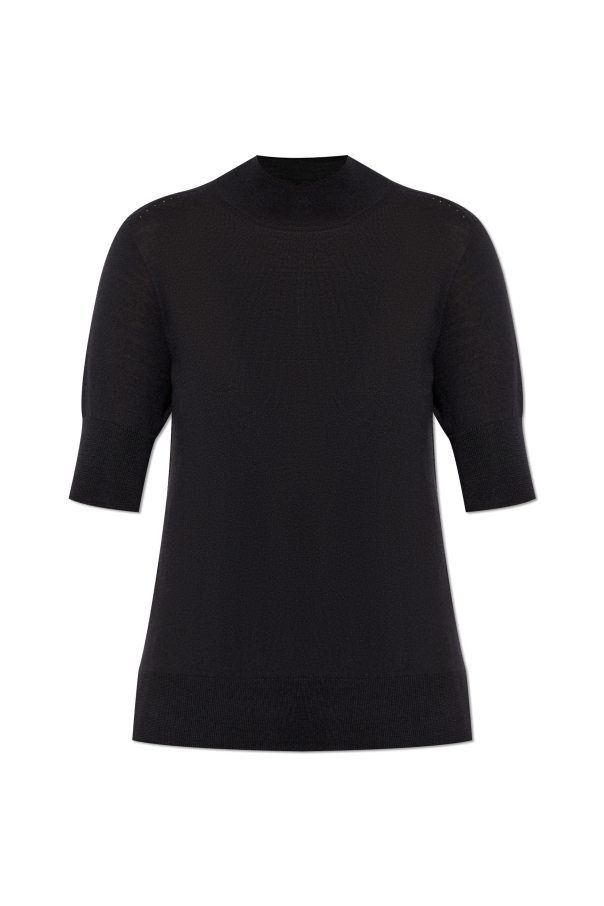 JIL SANDER BLACK Top with stand-up collar 1