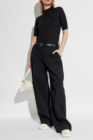 JIL SANDER BLACK Top with stand-up collar 2