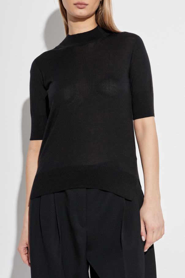 JIL SANDER BLACK Top with stand-up collar 3