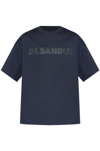 JIL SANDER NAVY BLUE T-shirt with printed logo 1