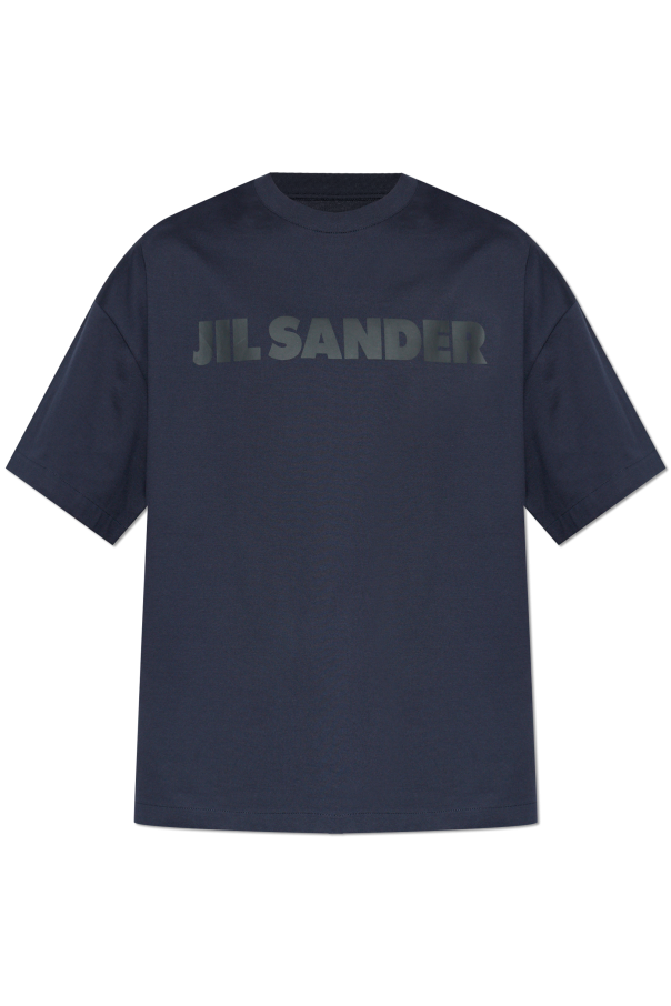 JIL SANDER NAVY BLUE T-shirt with printed logo 1