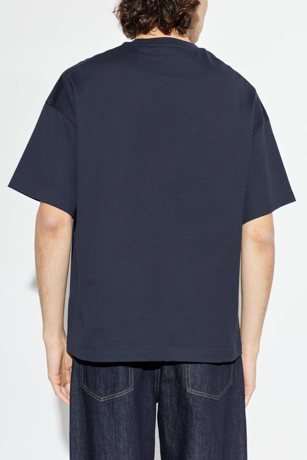 JIL SANDER NAVY BLUE T-shirt with printed logo 4