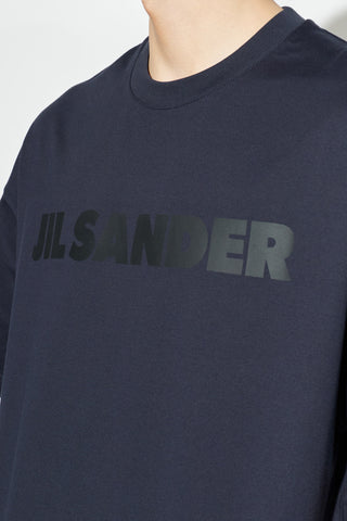 JIL SANDER NAVY BLUE T-shirt with printed logo 5