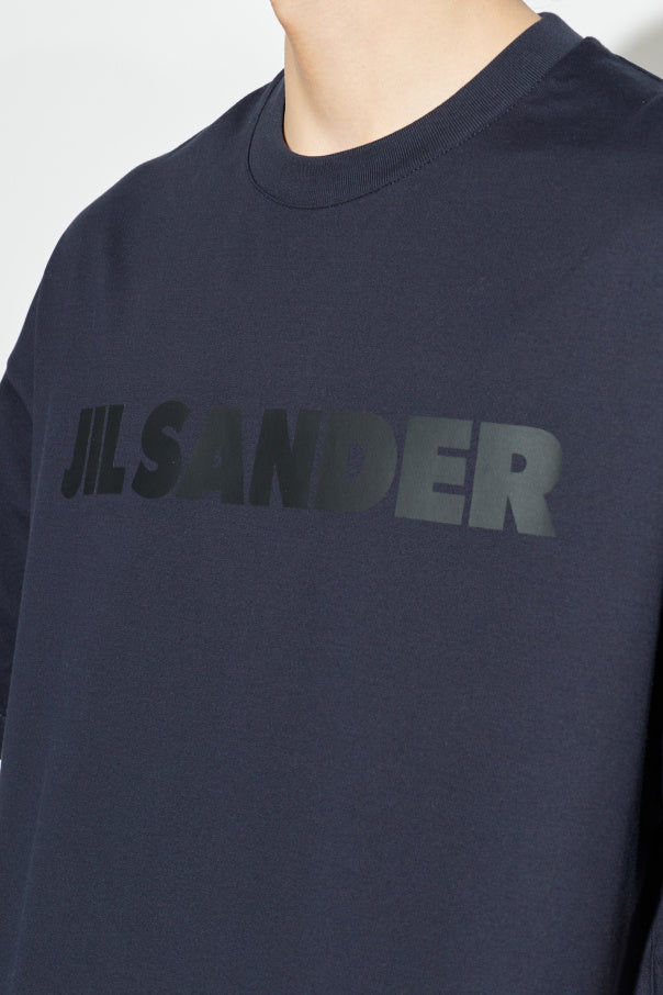 JIL SANDER NAVY BLUE T-shirt with printed logo 5