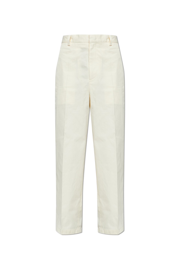 JIL SANDER cream Straight-leg cotton trousers 1