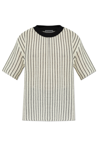 JIL SANDER cream T-shirt with decorative knit 1