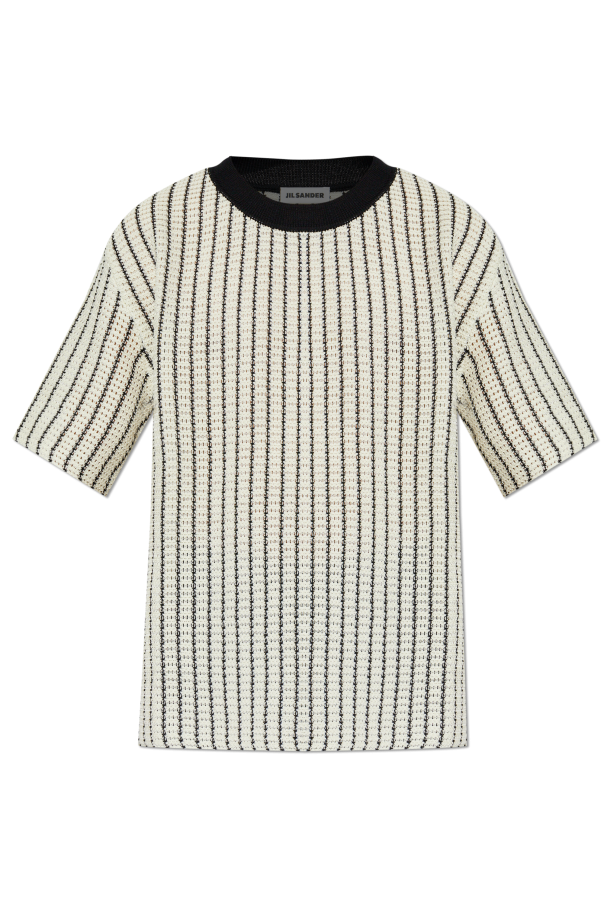 JIL SANDER cream T-shirt with decorative knit 1