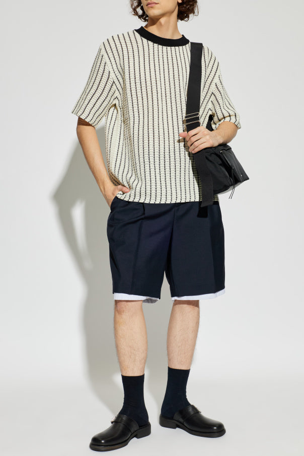 JIL SANDER cream T-shirt with decorative knit 2